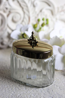 szklany pojemnik z pokrywką, mały, Lux Villa Silver Glamour