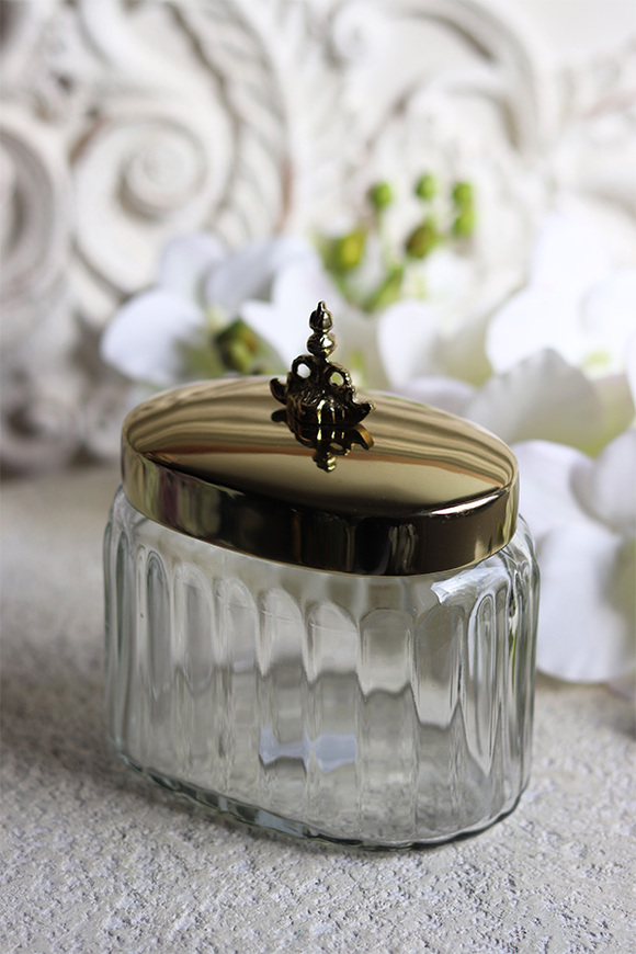 szklany pojemnik z pokrywką, mały, Lux Villa Silver Glamour