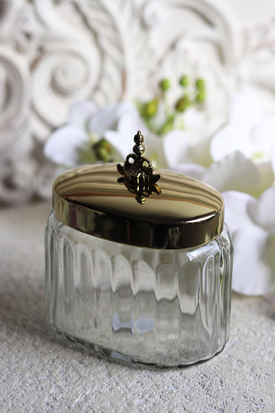 szklany pojemnik z pokrywką, mały, Lux Villa Silver Glamour