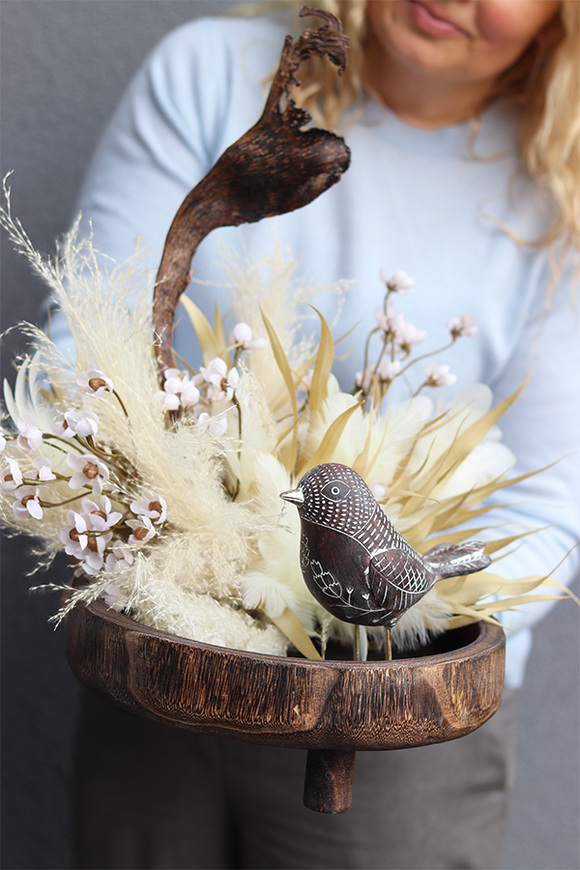 Benicjana, boho wiosenny stroik z ptaszkiem