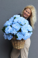 Blue Sky, niebieski kosz z peoniami