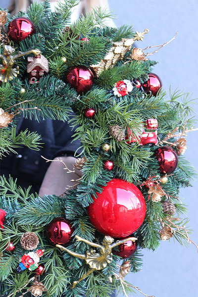 Zima, wysokiej jakości bożonarodzeniowy wianek, śr.48cm