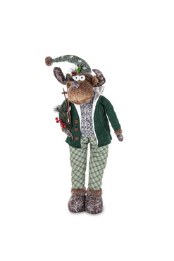 Zielony Rudolf A, laleczka zimowa stojąca renifer, chłopiec, wys.80cm