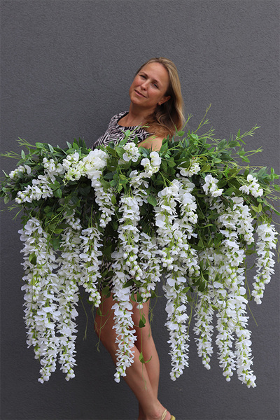 elegancka girlanda z białymi kwiatami, Wisterianna New