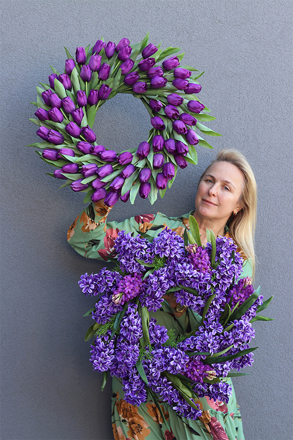 Hiacynty Fiolet 2, wiosenny wianek z hiacyntami