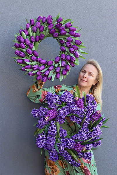 Hiacynty Fiolet 2, wiosenny wianek z hiacyntami