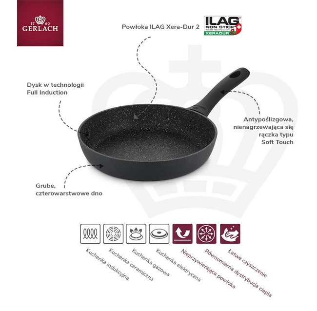Granitex, głęboka patelnia z powłoką ceramiczną, śr.28cm 