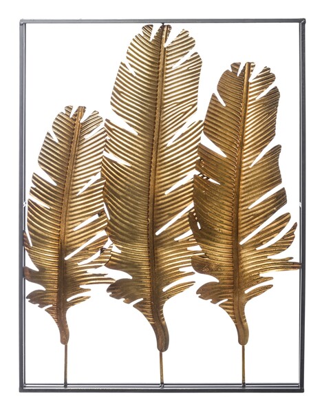 Feathers 5, złoty decor ścienny pióra, wym.85x65x5cm 