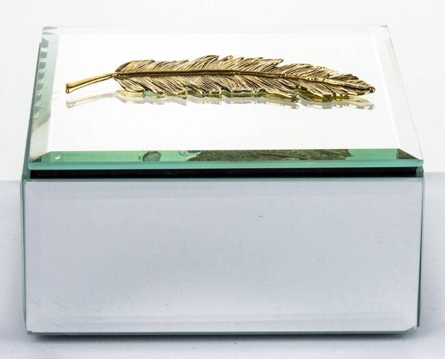 Feather A, lustrzane puzderko / szkatułka na drobiazgi, wym.6x12x12cm