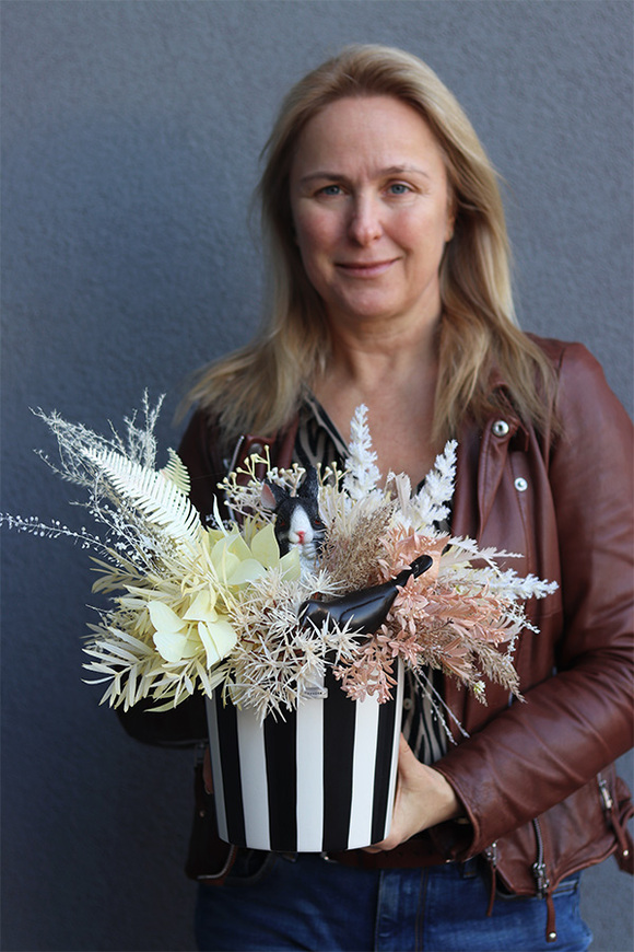 Beige Boho 2, wiosenny stroik z zajączkiem