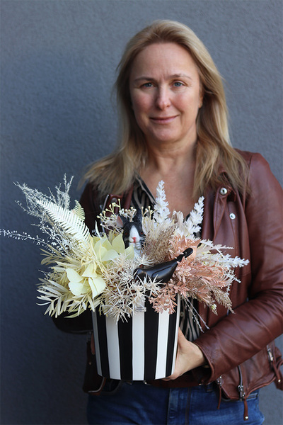 Beige Boho 2, wiosenny stroik z zajączkiem