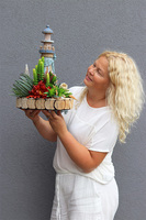 Latarnia Morska, kompozycja marynistyczna na drewnie