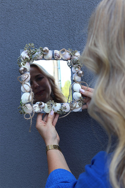 OD RĘKI Marinera, lustro z muszelkami, wym.24x24cm