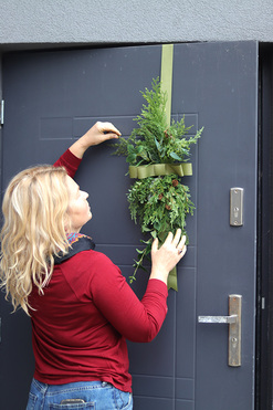 Green Christmas Door, zawieszka świąteczna na drzwi dwustronna, dł.60/170cm