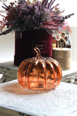 Glass Pumpkin, dekoracyjna dynia szklana, C, wym.15x15.5cm