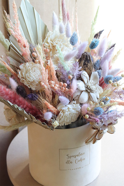 Orfitta Soho, welurowy flowerbox boho z suszem