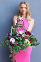 Angelo Garden Pink Redutta, lampion nagrobny (bez bukietu), wys.53cm