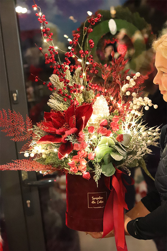 Bordo Xmas, flowerbox świąteczny LED