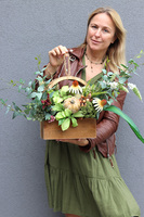 Dyniowo, jesienna kompozycja w drewnianej skrzynce, wym.30x70cm 