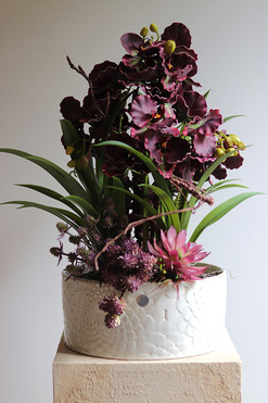 Fiolette Design, nowoczesny sztuczny storczyk z sukulentami, wym.54cm