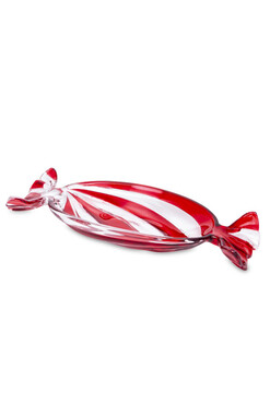 Sugar Red A, szklana patera dekoracyjna cukierek, wym.4x34x15cm