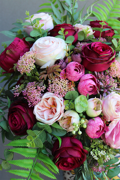 Buellia, bogaty bukiet nagrobny we wkładzie, dł.45cm 