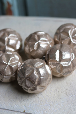 Champagne, bombki choinkowe, szampańskie złoto, śr.7cm, kpl.6szt