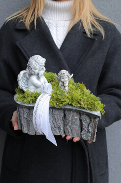 Anielskie Pożegnanie, stroik nagrobny serce, wym.21x32x20cm 