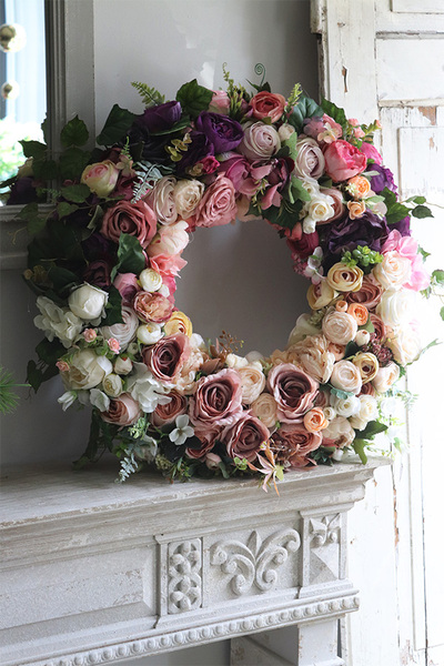 duży wianek z różami, Genova New, śr.55cm