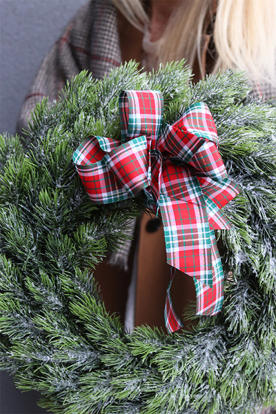 Frozen Christmas B, świąteczny wianek z kokardą