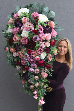 wiązanka nagrobna Fioletowe Myśli, dł.115cm