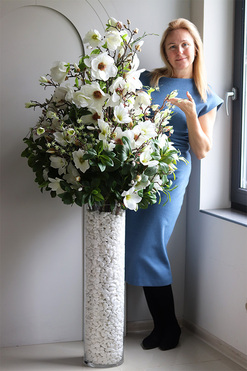 Magnolie Glass, podłogowa kompozycja kwiatowa w szkle XXL, wys.168cm