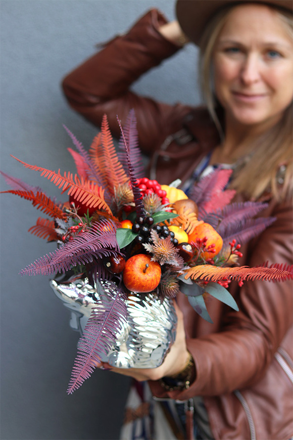 Jeżyk Autumn, jesienna kompozycja w naczyniu