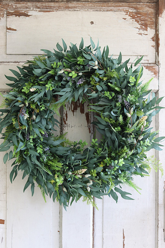 Boho Gretra Spring, zielony wianek z eukaliptusem