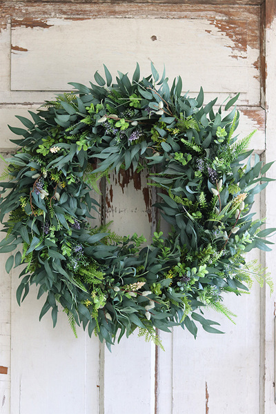 Boho Gretra Spring, zielony wianek z eukaliptusem