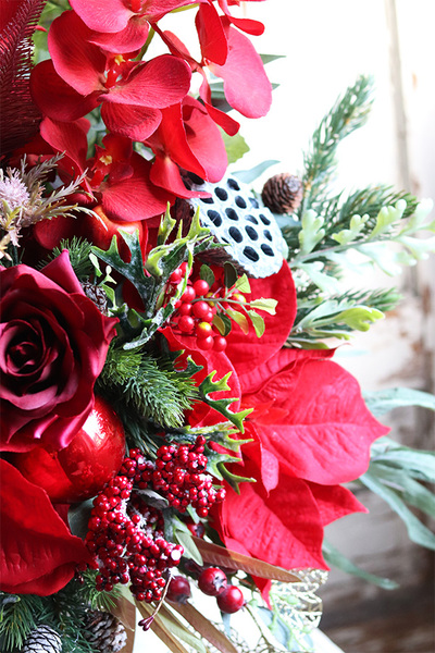 nagrobny bukiet świąteczny, Christmas Redunio, dł.70cm