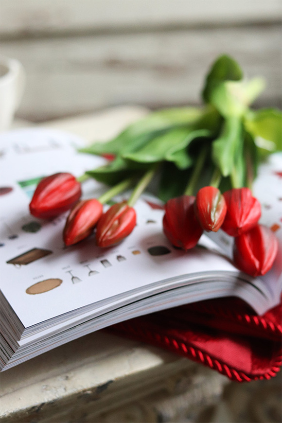 bukiet tulipanów gumowych, Goccia Red, 7szt. dł.40cm