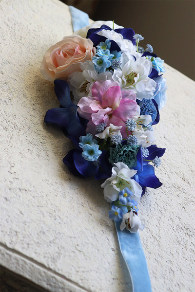 Bluenisto, opaska do zasłon z dekoracją kwiatową, kpl.2szt