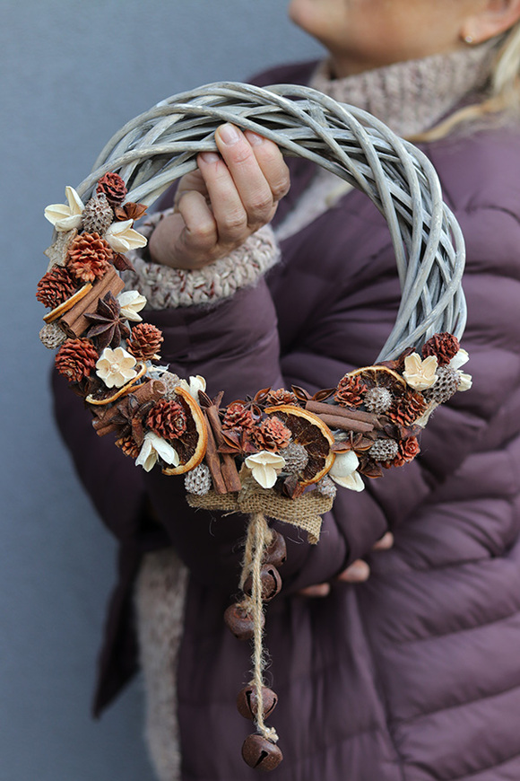 Wood Natural, świąteczny wianek z suszem