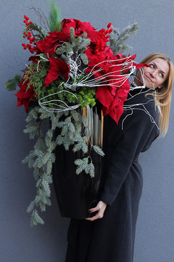 Gwiazda Betlejemska Fiberglass, wysokiej jakości sztuczna roślina XL, wy.115cm