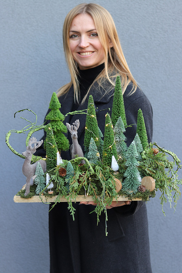 Leśne Zwierzęta, świąteczny stroik na stół