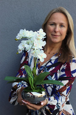 Krena Mini, sztuczny storczyk w lustrzanej doniczce, wys.29cm 