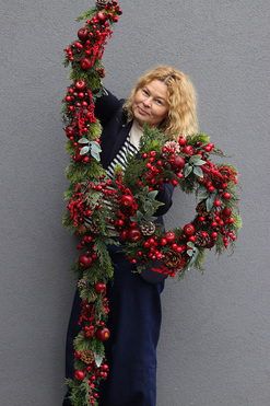 OD RĘKI Jabłka Świąteczne, świąteczny wianek dekoracyjny, śr.50cm