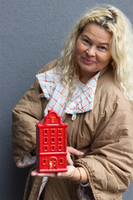 Red XMAS, domek ceramiczny lampion