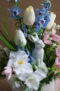 Easter Retro, stroik wielkanocny z zajączkiem, wys.42cm