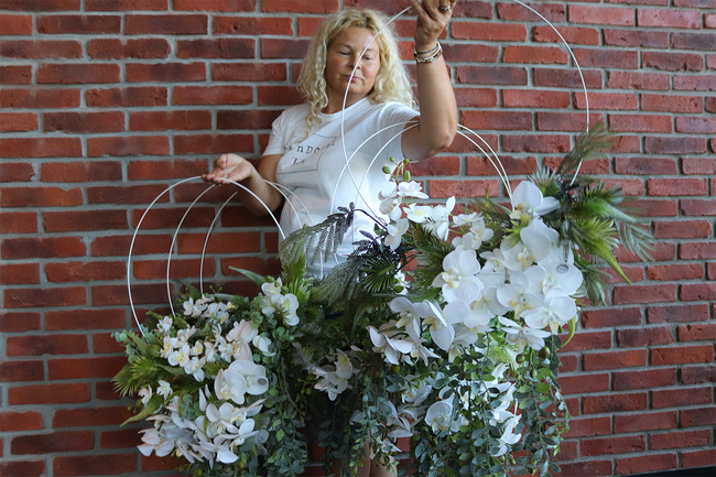 wianek kwiatowy, Subtelle Sibille Hortense Orchid, na obręczy