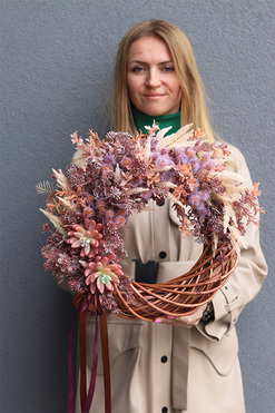 Boho Crotona, asymetryczny wianek dekoracyjny, rozp.40cm