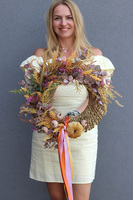 Jesienne Powroty, asymetryczny jesienny wianek na drzwi, śr.44cm