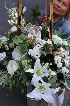 Angelo Garden Premium, lampion nagrobny z kwiatami, wys.112cm 