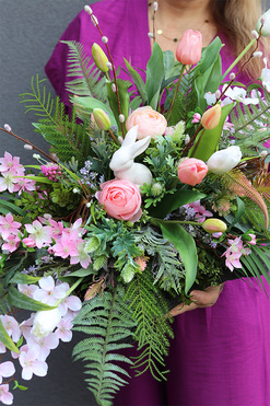 Różowa Przestrzeń Volcan, komplet dekoracji nagrobnych, kompozycja+bukiet